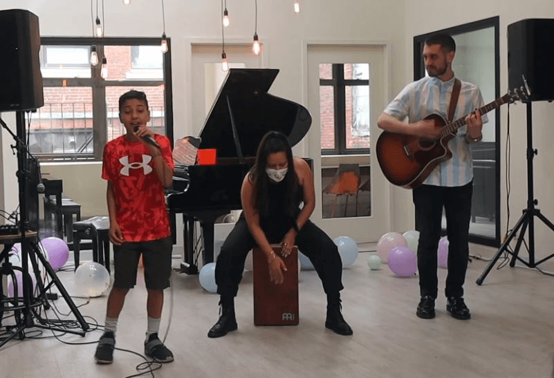 preschool child, grade school kid and adult at group - private music lesson in Boston MA